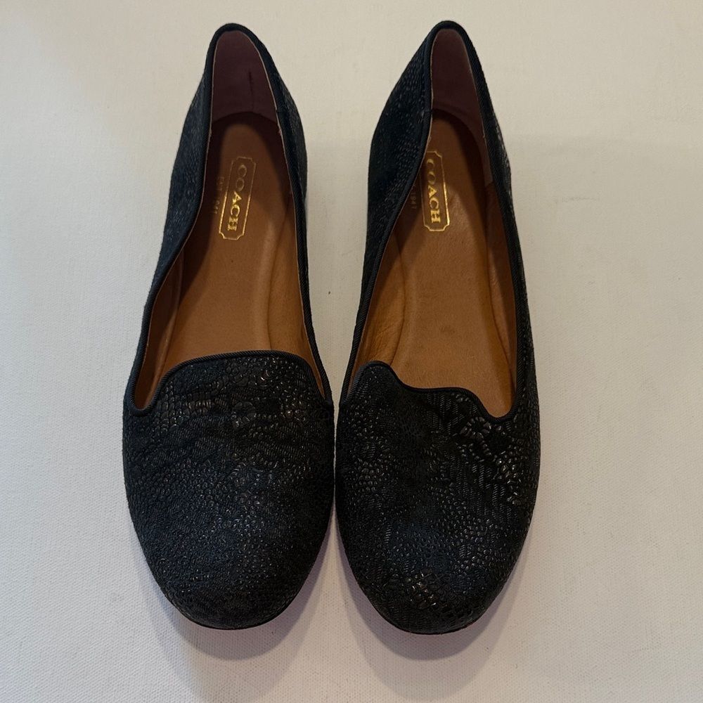 Coach Women's Textured Black Flats